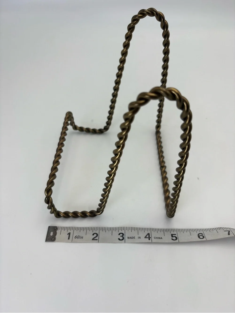 Vintage Sturdy Twisted Metal Display Stand - Brass Colored Finish